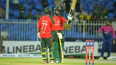 শারজাহতে পারভেজ ইমনের সেঞ্চুরিতে বাংলাদেশের প্রথম জয়