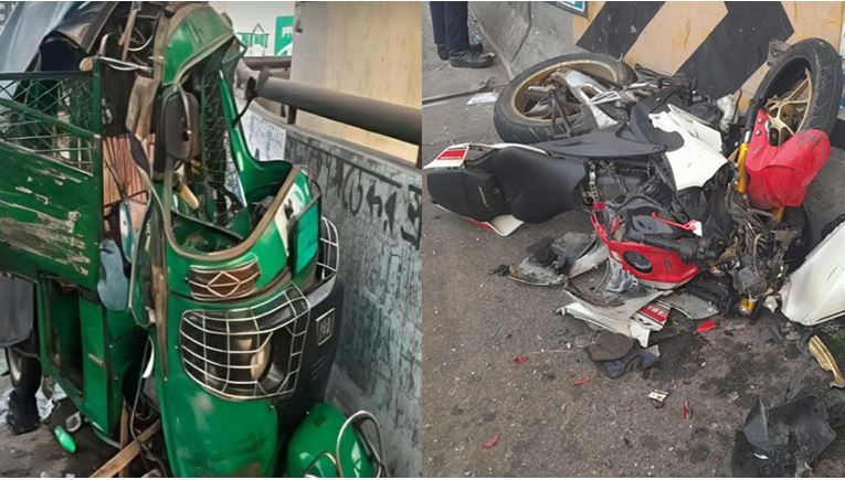 ফ্লাইওভারে অটোরিকশা-মোটরসাইকেল সংঘর্ষ